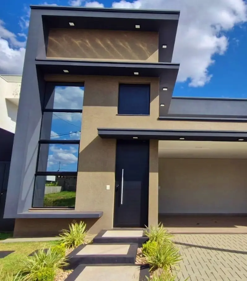 Projeto arquitetônico de fachada residencial de alto padrão no Village Damha III em Araraquara